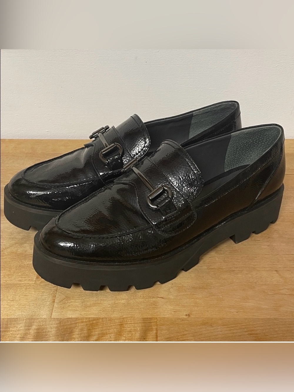 Franco Sarto Bergamot Bit Platform Loafers faux patent leather women’s size 10
